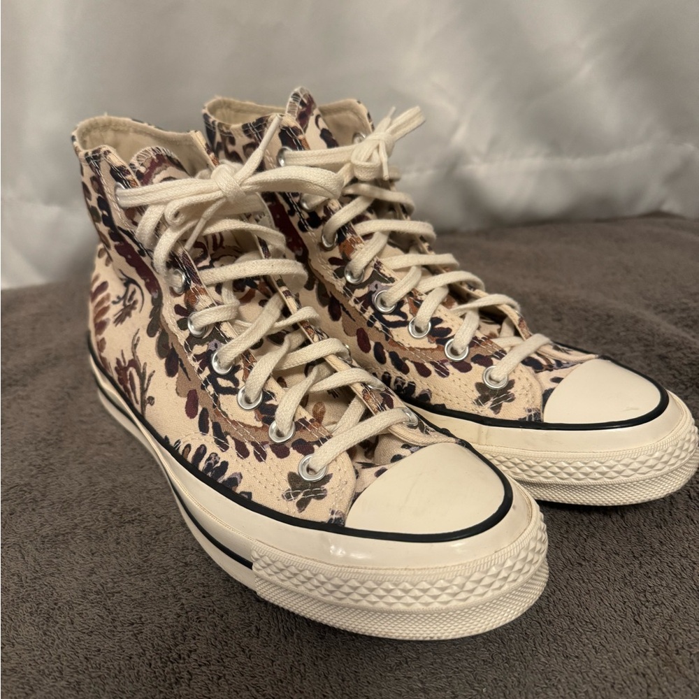 Converse Women's High-Top Sneakers - Cream and Black Floral